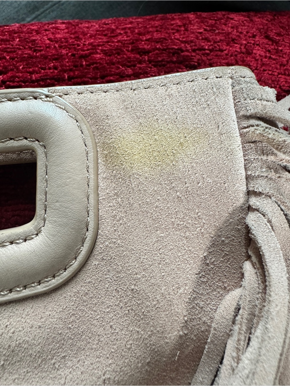 Maje Moi Suede Fringe Crossbody Bag in Light Beige - Picture 2 of 4